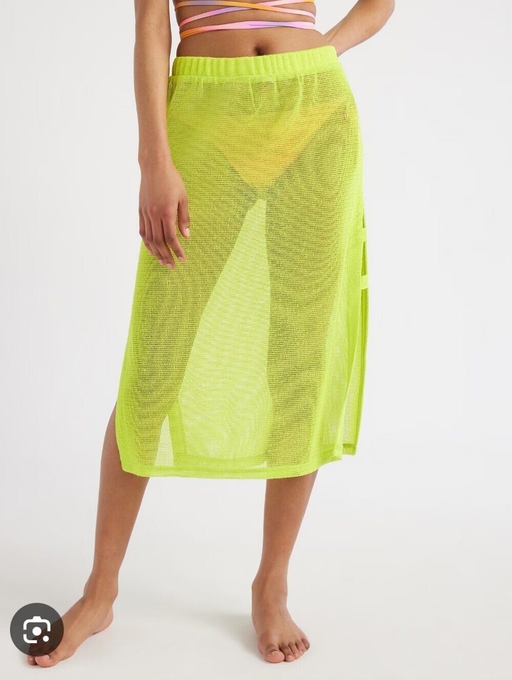 No Boundaries Neon Lime Mesh Swim Cover Up Skirt XXL Size 19